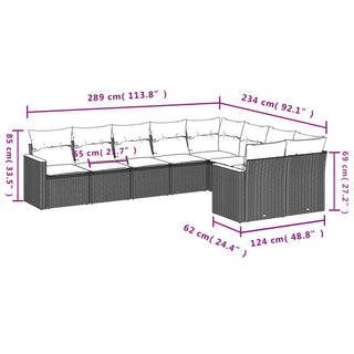 9-Delige Loungeset Met Kussens Poly Rattan