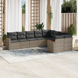 9-Delige Loungeset Met Kussens Poly Rattan