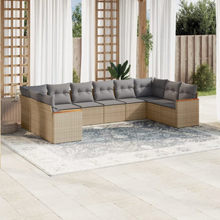 10-Delige Loungeset Met Kussens Poly Rattan