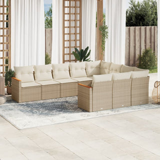 10-Delige Loungeset Met Kussens Poly Rattan