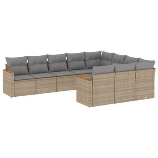 10-Delige Loungeset Met Kussens Poly Rattan