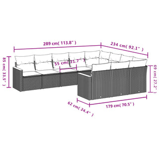 10-Delige Loungeset Met Kussens Poly Rattan