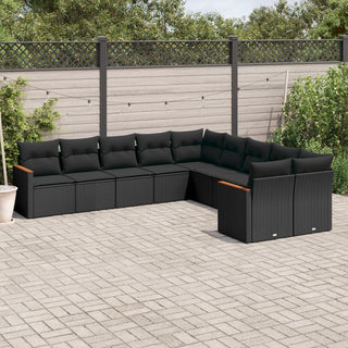 10-Delige Loungeset Met Kussens Poly Rattan