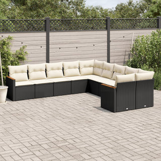 10-Delige Loungeset Met Kussens Poly Rattan