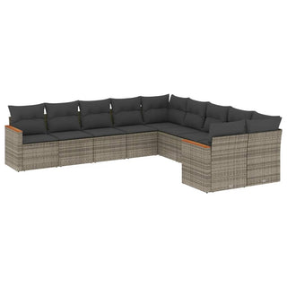 10-Delige Loungeset Met Kussens Poly Rattan