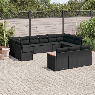 13-Delige Loungeset Met Kussens Poly Rattan Beige