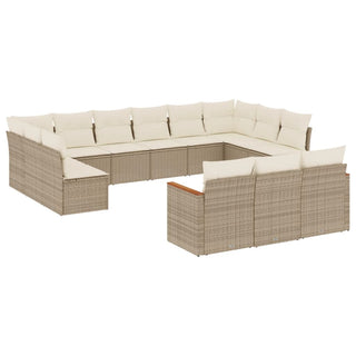 13-Delige Loungeset Met Kussens Poly Rattan Beige