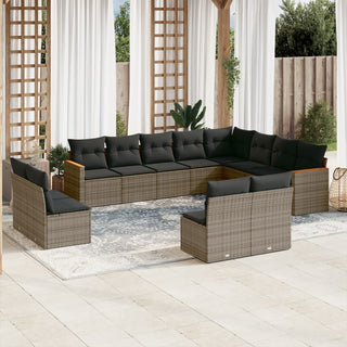 12-Delige Loungeset Met Kussens Poly Rattan Beige