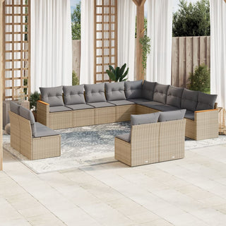 13-Delige Loungeset Met Kussens Poly Rattan