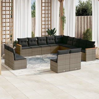 13-Delige Loungeset Met Kussens Poly Rattan