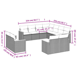 1 Tuinset Met Kussens Poly Rattan