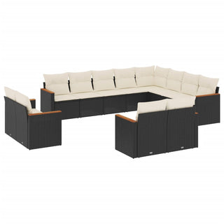 12-Delige Loungeset Met Kussens Poly Rattan