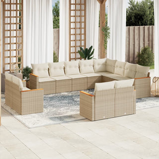 12-Delige Loungeset Met Kussens Poly Rattan