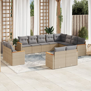 12-Delige Loungeset Met Kussens Poly Rattan