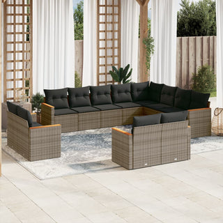 12-Delige Loungeset Met Kussens Poly Rattan