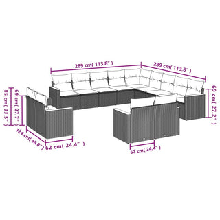 13-Delige Loungeset Met Kussens Poly Rattan