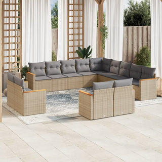 13-Delige Loungeset Met Kussens Poly Rattan