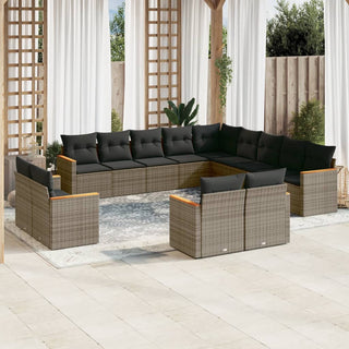 13-Delige Loungeset Met Kussens Poly Rattan