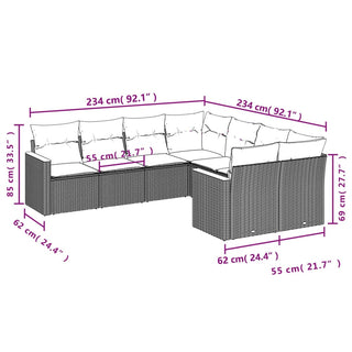 8-Delige Loungeset Met Kussens Poly Rattan