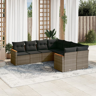 8-Delige Loungeset Met Kussens Poly Rattan