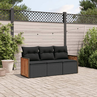 3-Delige Loungeset Met Kussens Poly Rattan