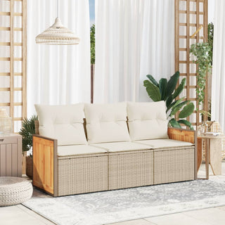 3-Delige Loungeset Met Kussens Poly Rattan