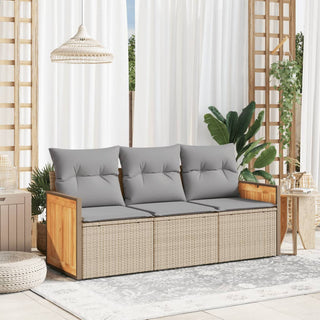 3-Delige Loungeset Met Kussens Poly Rattan