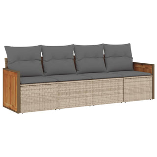 4-Delige Loungeset Met Kussens Poly Rattan