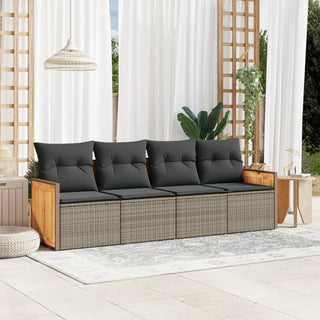 4-Delige Loungeset Met Kussens Poly Rattan