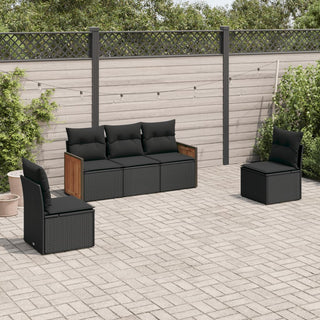 5-Delige Loungeset Met Kussens Poly Rattan