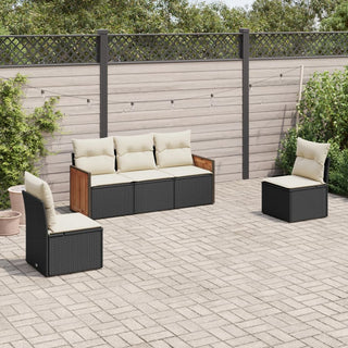 5-Delige Loungeset Met Kussens Poly Rattan