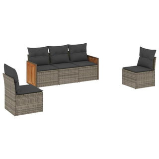 5-Delige Loungeset Met Kussens Poly Rattan