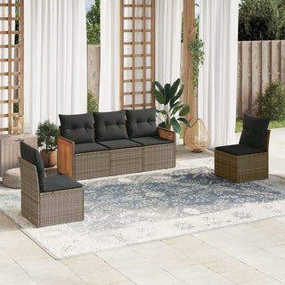 5-Delige Loungeset Met Kussens Poly Rattan