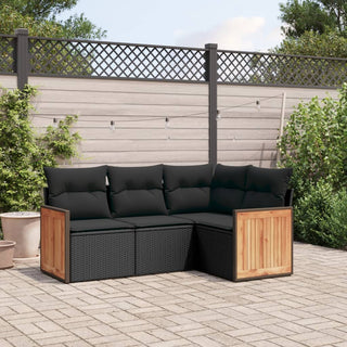 4-Delige Loungeset Met Kussens Poly Rattan