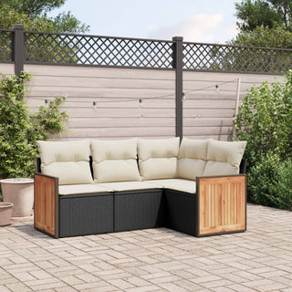 4-Delige Loungeset Met Kussens Poly Rattan