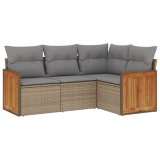 4-Delige Loungeset Met Kussens Poly Rattan