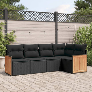 5-Delige Loungeset Met Kussens Poly Rattan