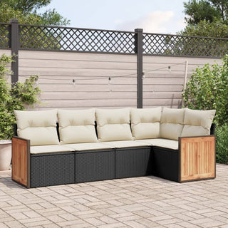 5-Delige Loungeset Met Kussens Poly Rattan