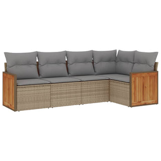 5-Delige Loungeset Met Kussens Poly Rattan