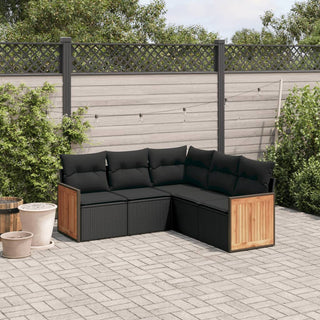 5-Delige Loungeset Met Kussens Poly Rattan