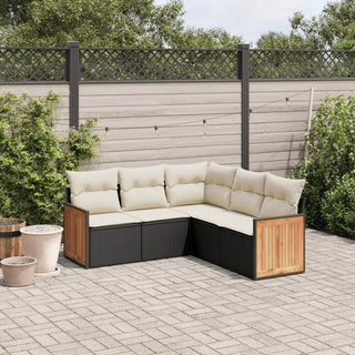 5-Delige Loungeset Met Kussens Poly Rattan