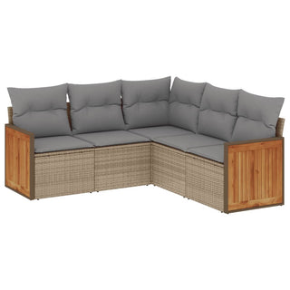 5-Delige Loungeset Met Kussens Poly Rattan