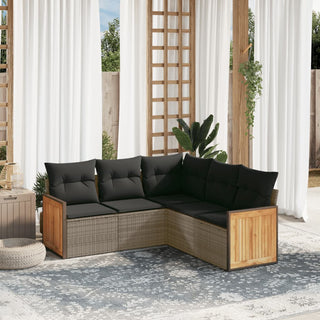 5-Delige Loungeset Met Kussens Poly Rattan