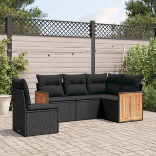 5-Delige Loungeset Met Kussens Poly Rattan