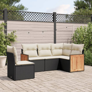 5-Delige Loungeset Met Kussens Poly Rattan