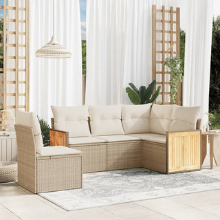 5-Delige Loungeset Met Kussens Poly Rattan