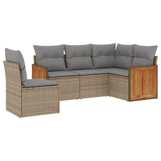 5-Delige Loungeset Met Kussens Poly Rattan