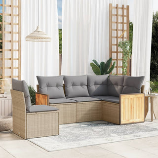 5-Delige Loungeset Met Kussens Poly Rattan