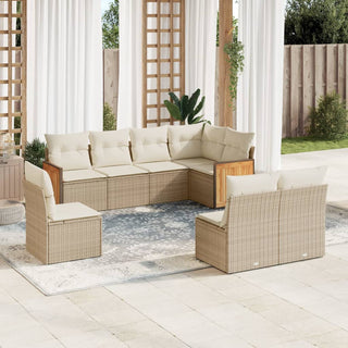 8-Delige Loungeset Met Kussens Poly Rattan