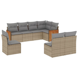 8-Delige Loungeset Met Kussens Poly Rattan